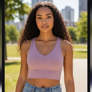 Lululemon Lavender Ribbed V-Neck Cropped Tank Size-8